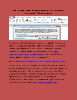 How To Apply Or Remove Digital Signature In Microsoft Office Documents?- Office.Com/setup
