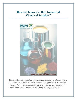 How to Choose the Best Industrial Chemical Supplier?