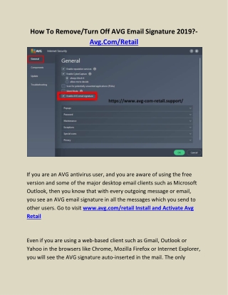 How To Remove/Turn Off AVG Email Signature 2019?- Avg.Com/Retail