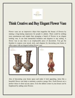 Think Creative and Buy Elegant Flower Vase