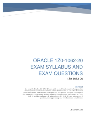 [LATEST] Oracle 1Z0-1062-20 Exam Syllabus and Exam Questions