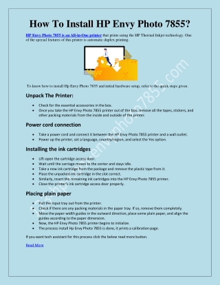 How To Install Hp Envy Photo 7855?