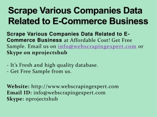 Scrape Various Companies Data Related to E-Commerce Business