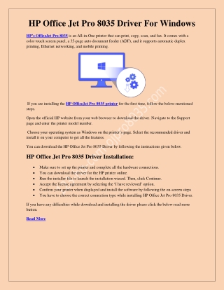 HP Office Jet Pro 8035 Driver For Windows