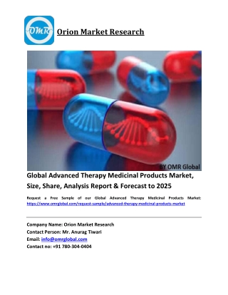 Global Advanced Therapy Medicinal Products Market Size, Industry Trends, Share and Forecast 2019-2025