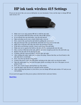 How TO Change HP Ink Tank Wireless 415?