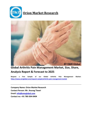 Global Arthritis Pain Management Market Size, Industry Trends, Share and Forecast 2019-2025