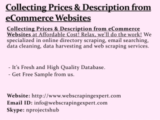 Collecting Prices & Description from eCommerce Websites