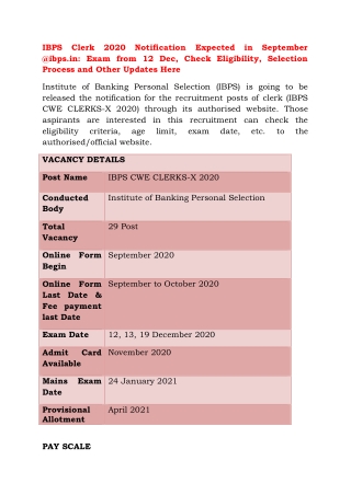 IBPS Clerk 2020 Notification Expected in September @ibps.in: Exam from 12 Dec, Check Eligibility, Selection Process and