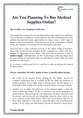 Are You Planning To Buy Medical Supplies Online?