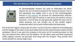 The Link Between PID Analyses and Chromatography