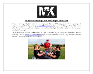 Fitness Bootcamps for All Shapes and Sizes