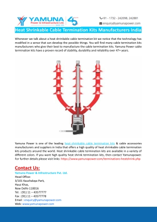 Heat Shrinkable Cable Termination Kits