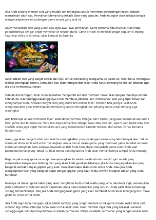 7 Things You Should Not Do With joker tembak ikan