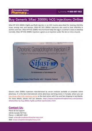 Buy Cheap Sifasi HCG Injections Online