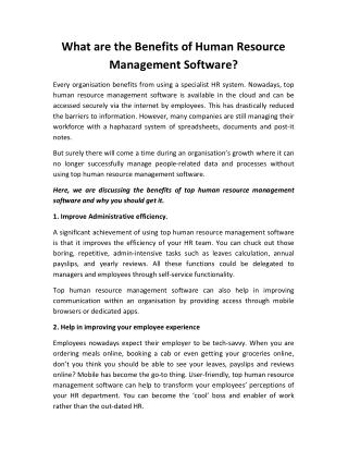 What are the Benefits of Human Resource Management Software?