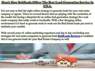 Here’s How Boldleads Offers The Best Lead Generation Service In U.S.A.