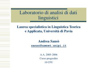 Laboratorio di analisi di dati linguistici