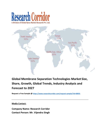 Membrane Separation Technologies Market Global Industry Growth, Market Size, Market Share and Forecast 2020-2027