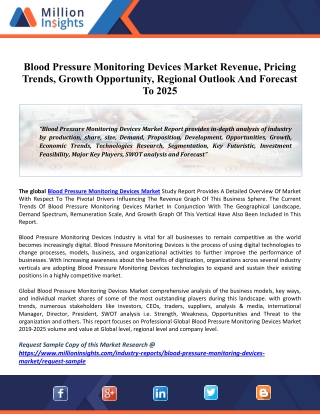 Blood Pressure Monitoring Devices Market: 2020 Global Industry Trends, Growth, Share, Size And 2025 Forecast Research Re