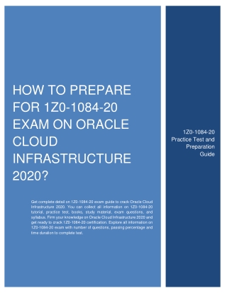 [PDF] How to Prepare for 1Z0-1084-20 exam on Oracle Cloud Infrastructure 2020
