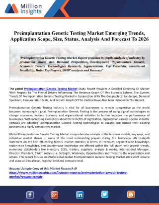 Preimplantation Genetic Testing Market - Growth, Trends, And Forecast (2020 - 2025)