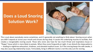 Does a Loud Snoring Solution Work?