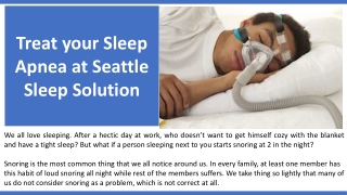 Treat your Sleep Apnea at Seattle Sleep Solution