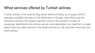 what services offered by turkey airlines