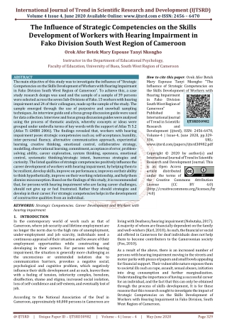 The Influence of Strategic Competencies on the Skills Development of Workers with Hearing Impairment in Fako Division So