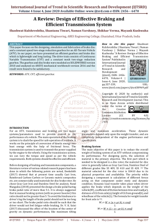 A Review Design of Effective Braking and Efficient Transmission System