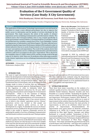 Evaluation of the E Government Quality of Services Case Study X City Government