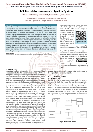 IoT Based Autonomous Irrigation System