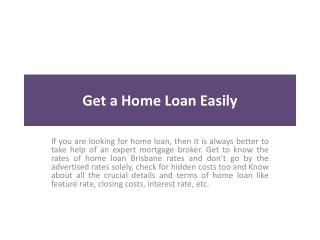 Get a Home Loan Easily
