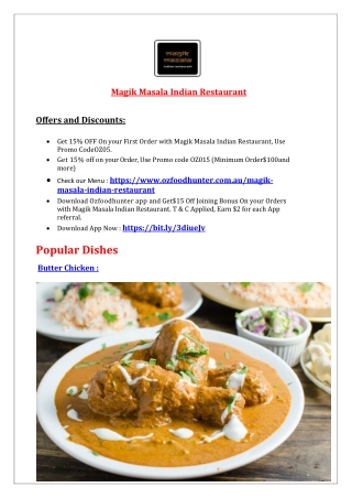 15% Off - Magik Masala Indian Restaurant menu, Craigmore SA