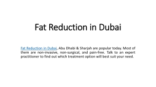 Fat Reduction in Dubai