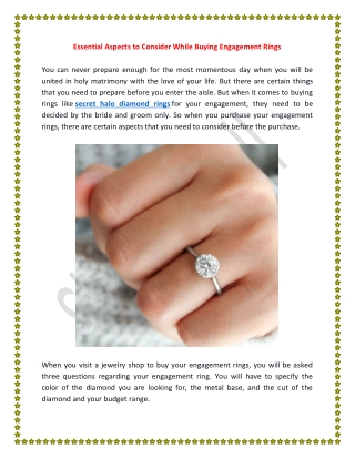 Essential Aspects to Consider While Buying Engagement Rings