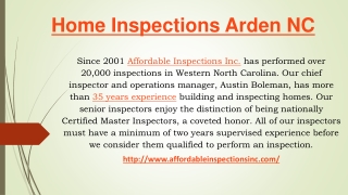 Home Inspections Arden NC