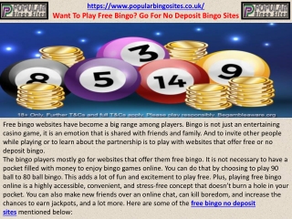 Want To Play Free Bingo? Go For No Deposit Bingo Sites