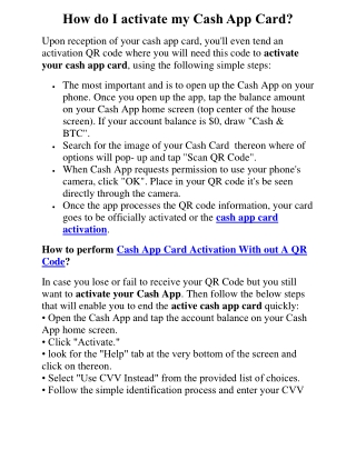 How to perform Cash App Card Activation With out A QR Code?