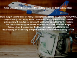 Allegiant Airlines Reservations Mandatory Travel Budget Cutting Ideas