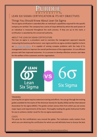 Lean Six Sigma Certification & Its Key Objectives