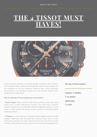 Swiss Time House: The 4 Tissot must haves!