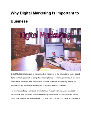 Why Digital Marketing Is Important to Business
