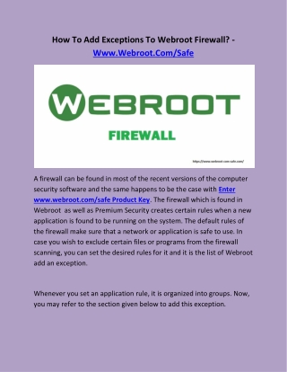 How To Add Exceptions To Webroot Firewall? - Www.Webroot.Com/Safe