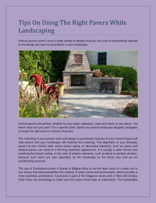 Tips On Using The Right Pavers While Landscaping