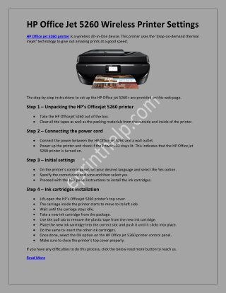 HP Office Jet 5260 Printer Settings