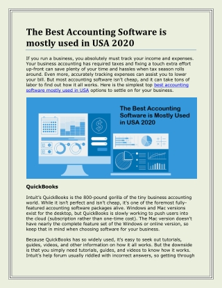 The Best Accounting Software is Mostly Used in USA 2020