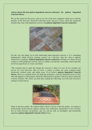 Pattern Imprinted Concrete Contractor