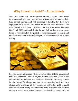 Why Invest In Gold - Aura Jewels
